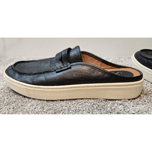 Sofft Woman Size 8.5 Leather Shay Summer Mules Black Comfort  Casual Worn Once - Picture 8 of 9